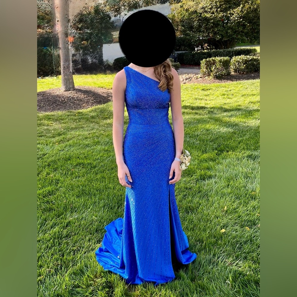 Sherri Hill Royal Blue Beaded Prom Dress Size 2